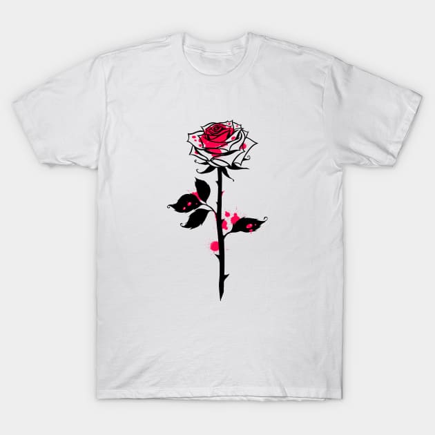 Wild rose blood. bleeding flower T-Shirt by OccultOmaStore